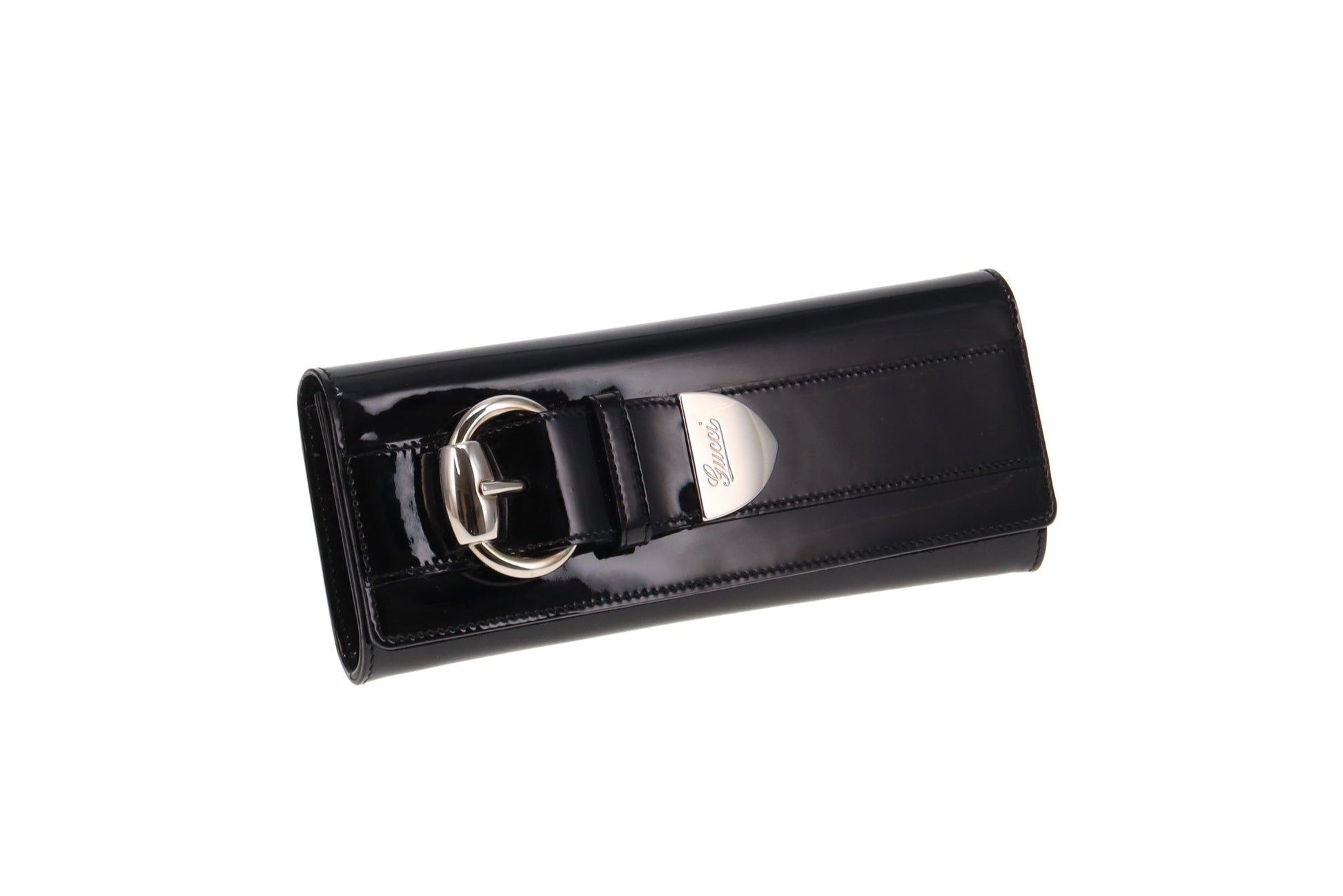 Gucci Black Leather Patent Leather Clutch Style 1