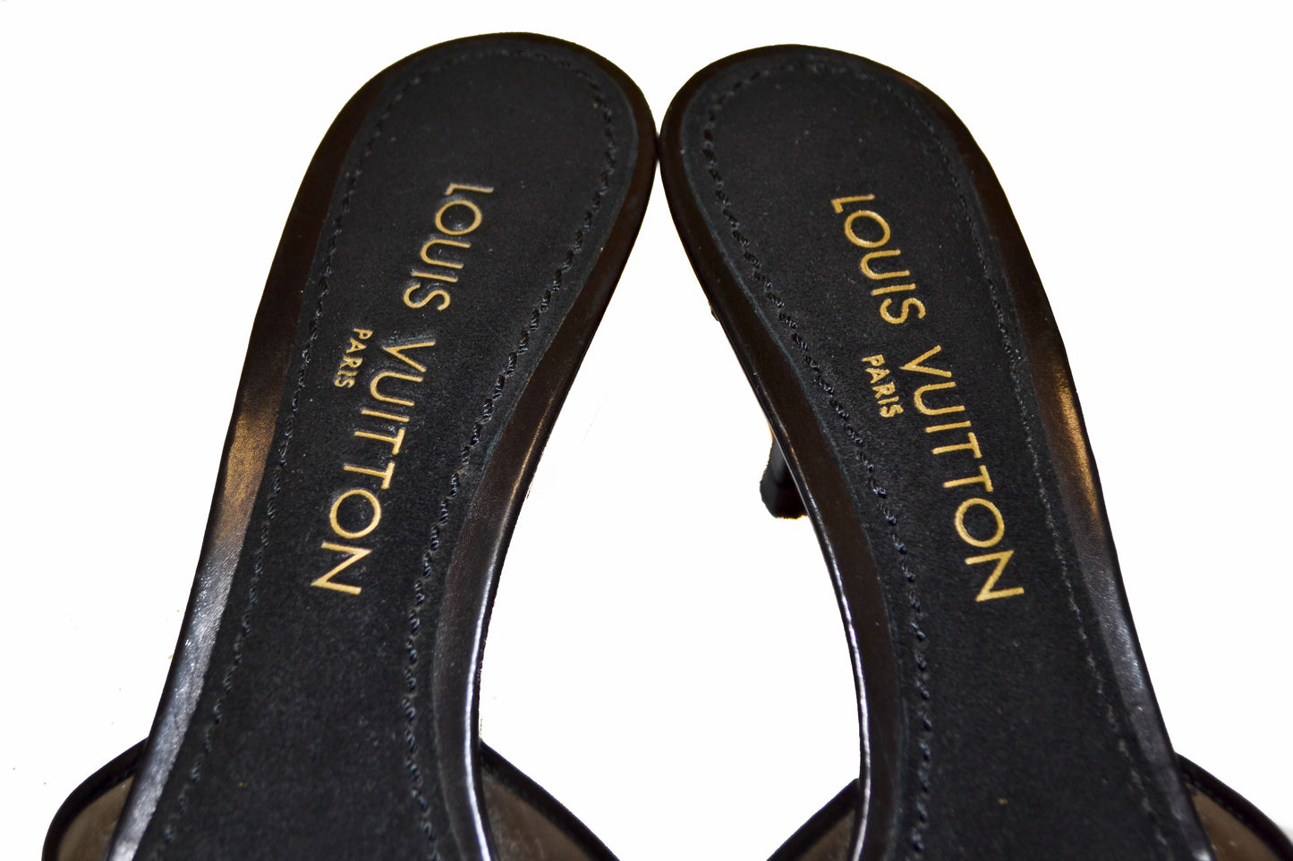 Louis Vuitton Black Leather Rubber Bow Sandal Size 38
