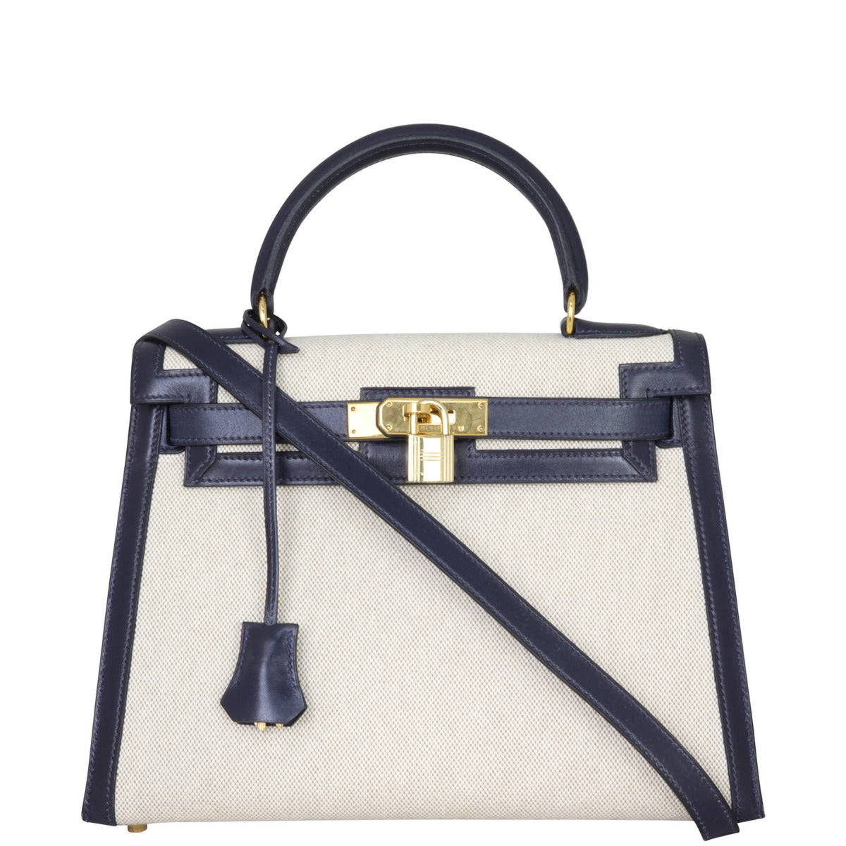 Hermes Kelly 28 Sellier Toile and Box