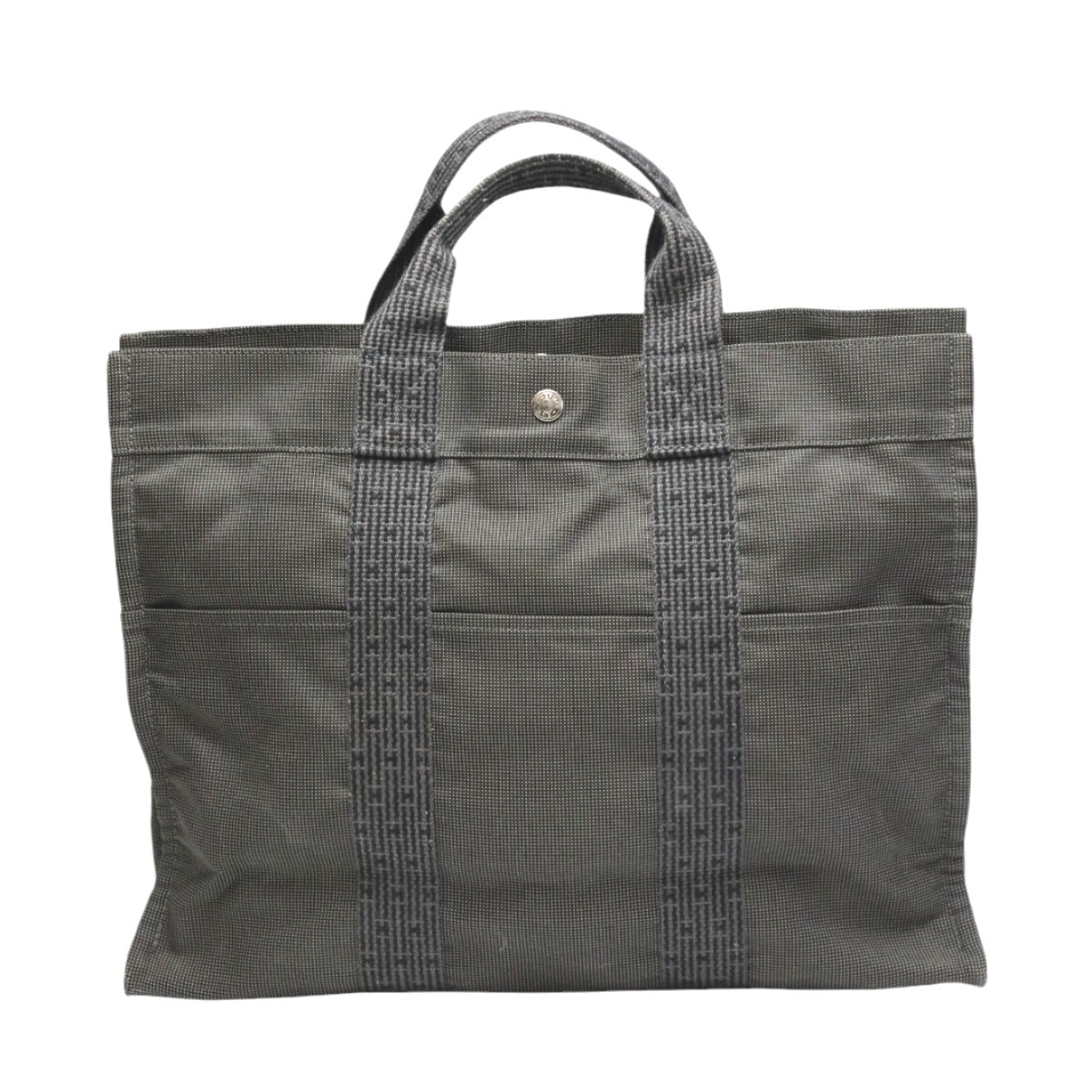 HERMES Tote Bag canvas gray Tote MM Her Line canvas unisex(Unisex)