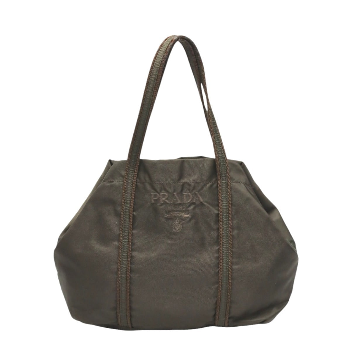 PRADA Handbag Nylon khaki Logo embroidery