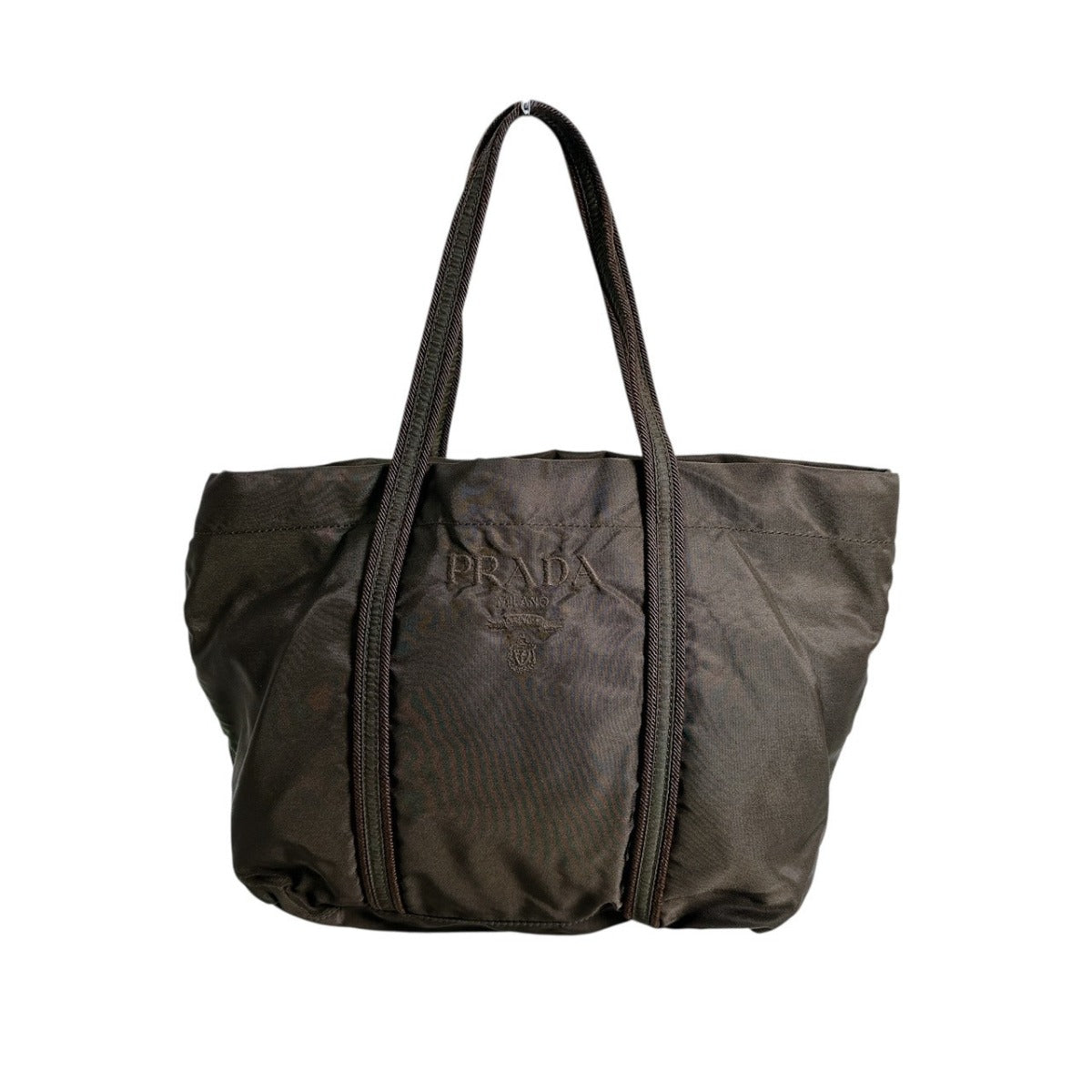 PRADA Handbag Nylon khaki Logo embroidery