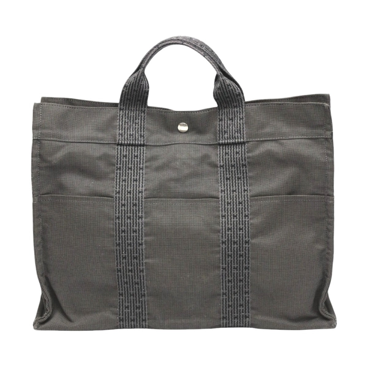HERMES Tote Bag canvas gray Tote MM Her Line canvas unisex(Unisex)