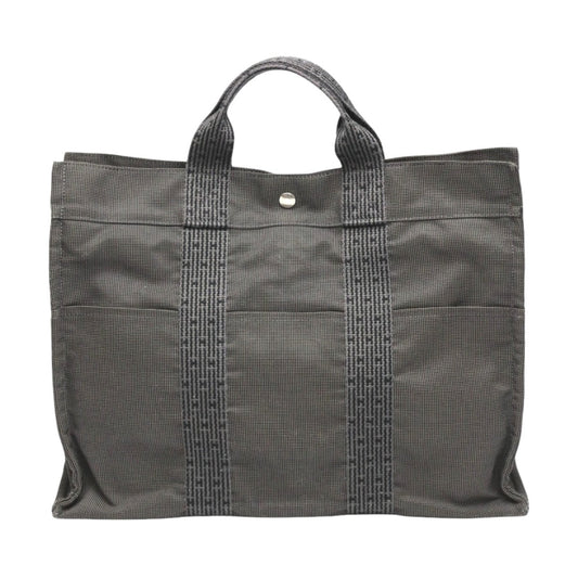 HERMES Tote Bag canvas gray Tote MM Her Line canvas unisex(Unisex)
