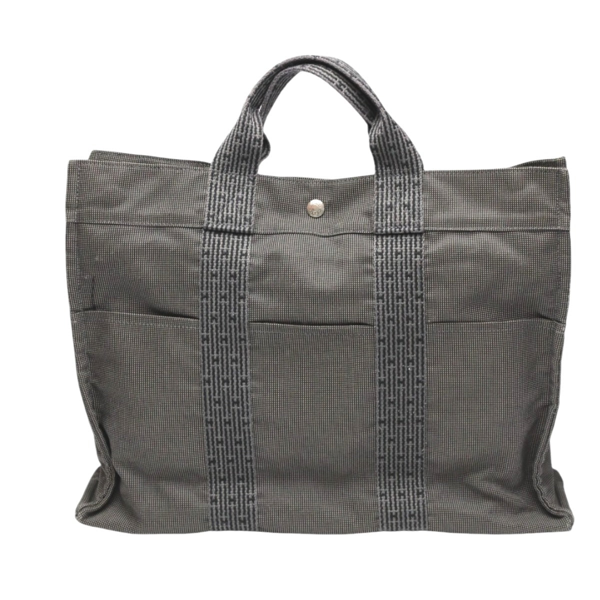 HERMES Tote Bag canvas gray Tote MM Her Line canvas unisex(Unisex)