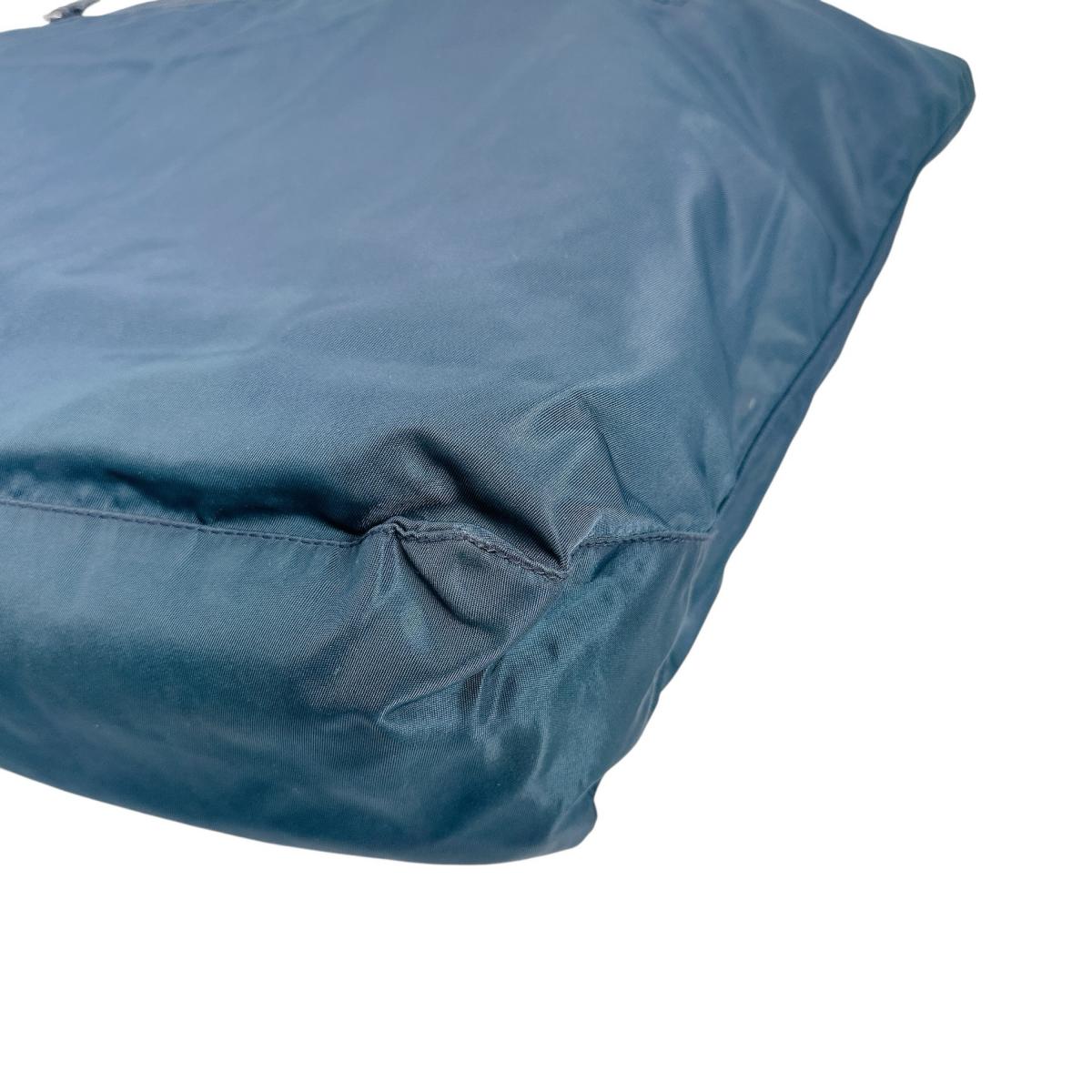 PRADA Tote Bag Nylon blue Tote Bag Commuting to school Large enough to fit A4 size paper Women