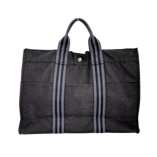 HERMES Tote Bag canvas black Business bag Classic popularity Fool ToeMM unisex(Unisex)