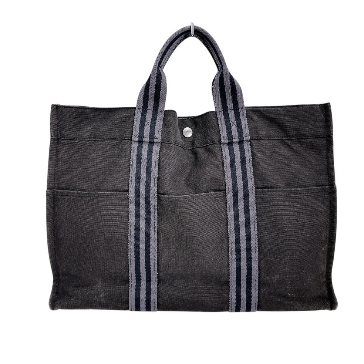 HERMES Tote Bag canvas black Business bag Classic popularity Fool ToeMM unisex(Unisex)