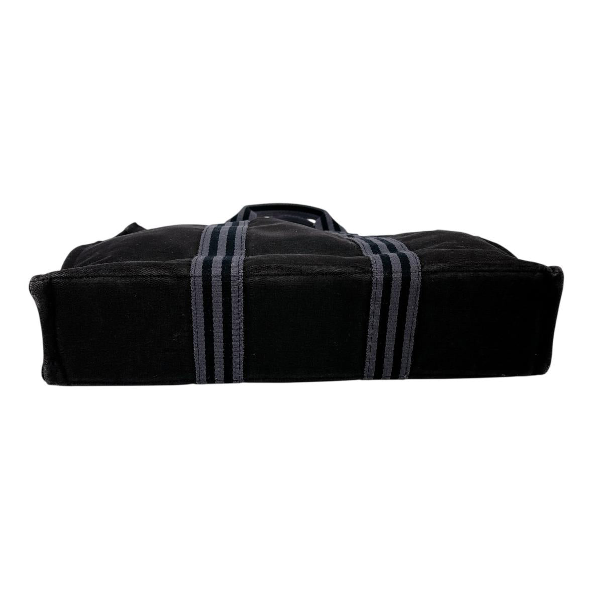 HERMES Tote Bag canvas black Business bag Classic popularity Fool ToeMM unisex(Unisex)