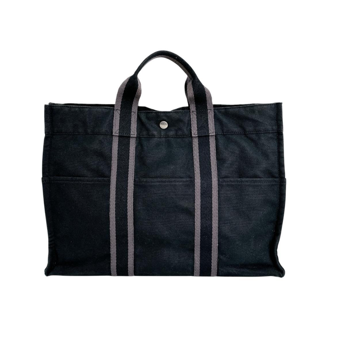 HERMES Tote Bag canvas black canvas Fool ToeMM
