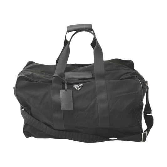 PRADA Boston Duffel bag Nylon black Travel bag one belt back