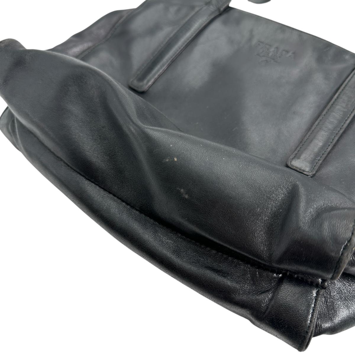 PRADA Tote Bag leather black Tote Bag Logo embossed Women