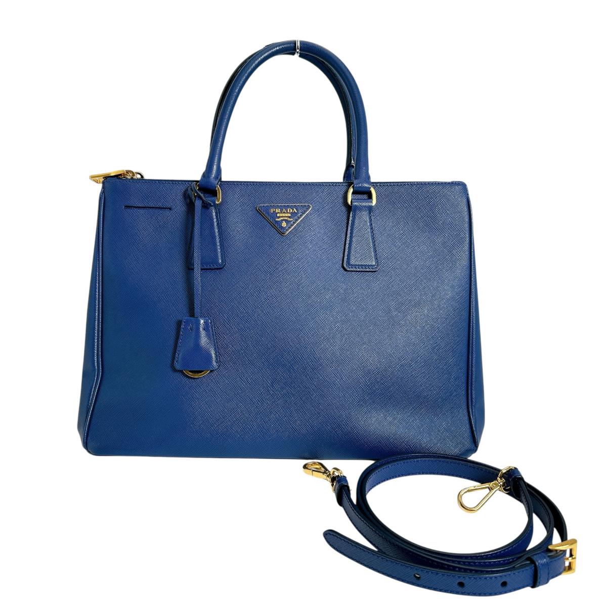 PRADA Handbag leather blue Sapphiano Galleria