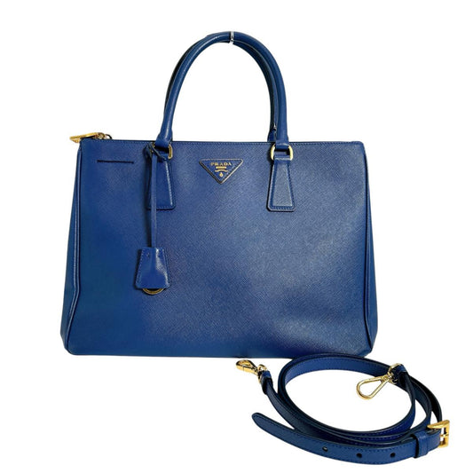 PRADA Handbag leather blue Sapphiano Galleria