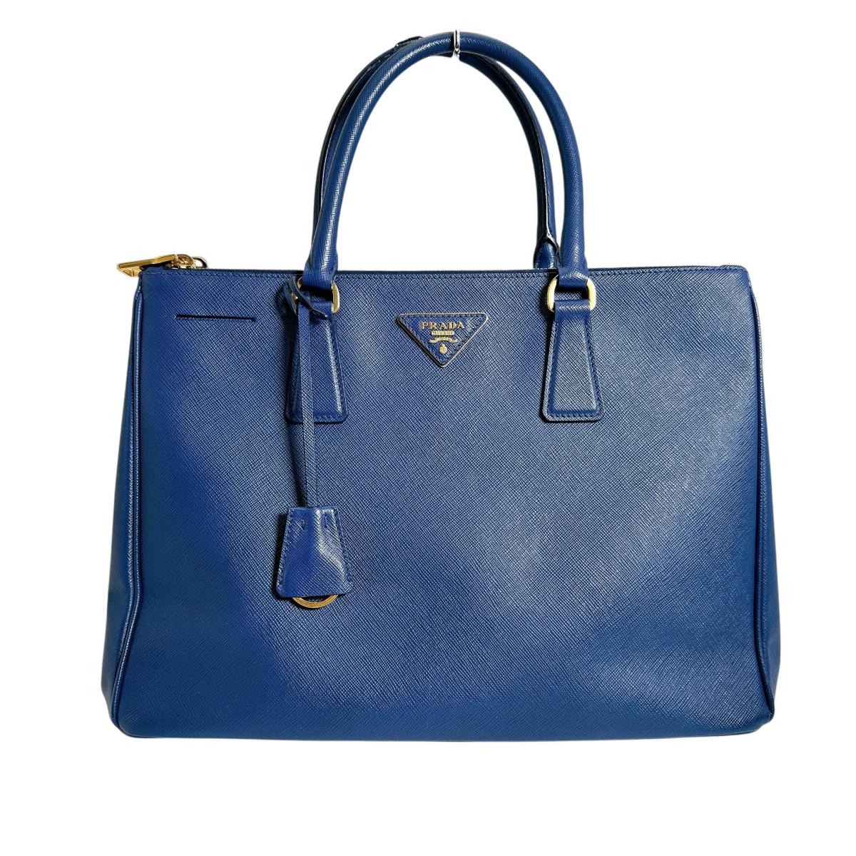 PRADA Handbag leather blue Sapphiano Galleria