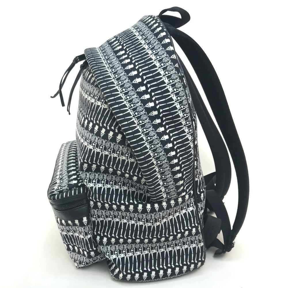 SAINT LAURENT PARIS Backpack 435988 canvas Black x white Skull Pattern Women