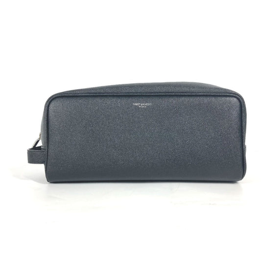 SAINT LAURENT PARIS business bag 609347 leather black logo with handle grooming case mens