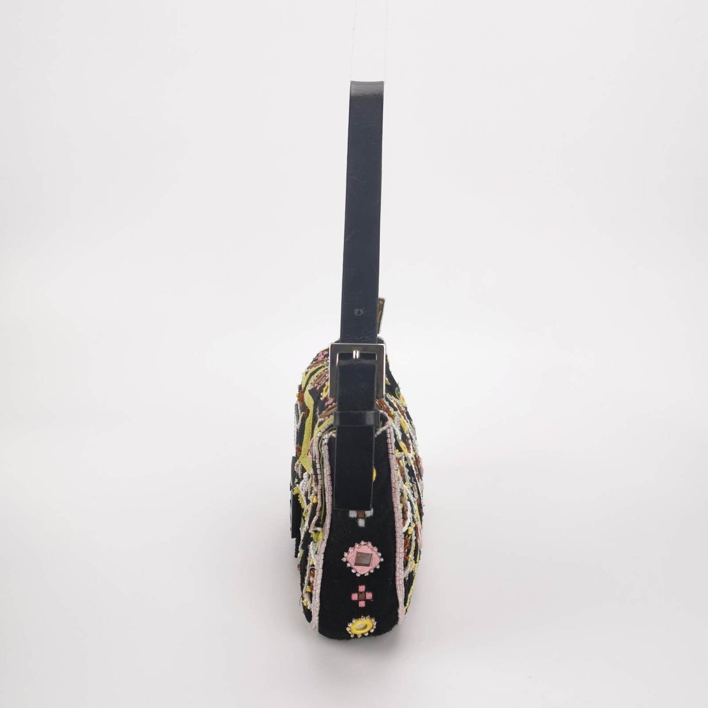 Fendi Baguette   Brown Canvas with embroidery sequins mirrors and tassels