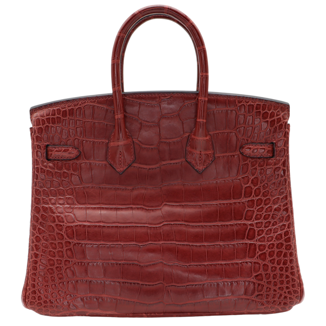 Hermes25cm Birkin Bordeaux Matte Alligator Palladium Hardware