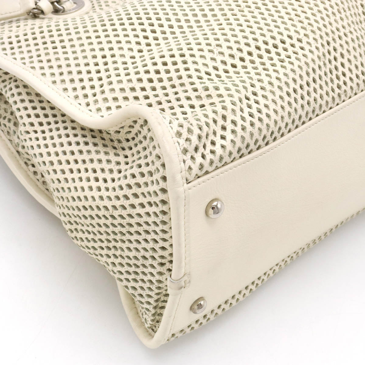 Chanel Leather Coco Mark Punching Mesh 2way Bag Classic Flap
