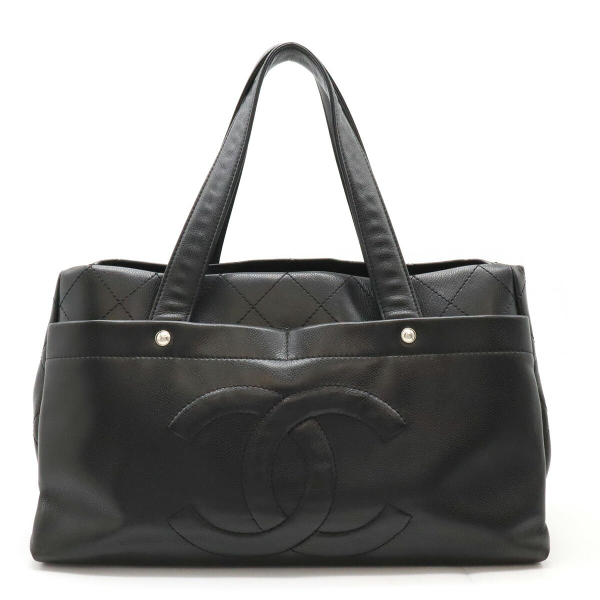 Chanel Caviar Skin Matelasse Coco Mark Tote Bag Black Classic Flap