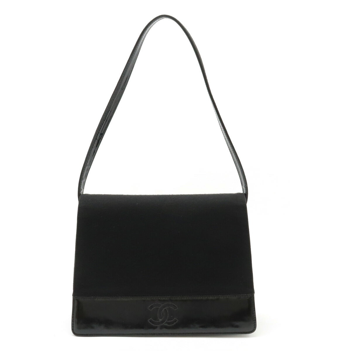 Chanel Cotton Jersey Patent Leather Coco Mark Shoulder Bag Classic Flap