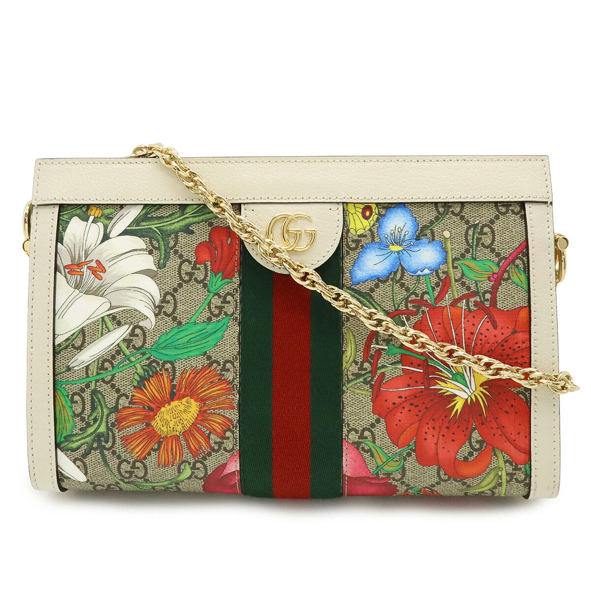 Gucci Ophidia GG Flora PVC Leather Chain Shoulder Bag
