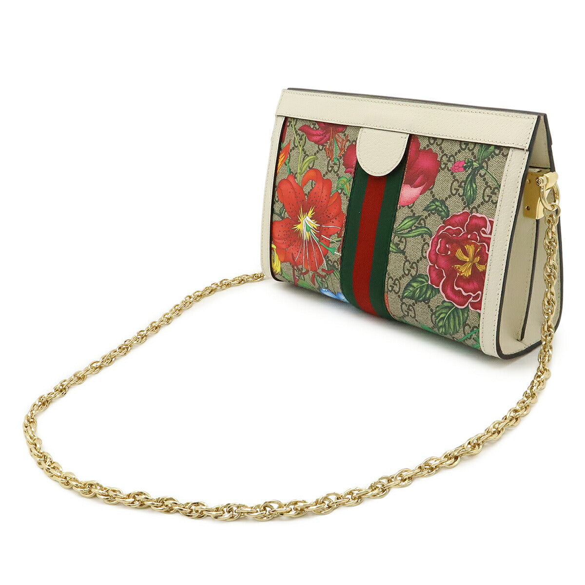 Gucci Ophidia GG Flora PVC Leather Chain Shoulder Bag