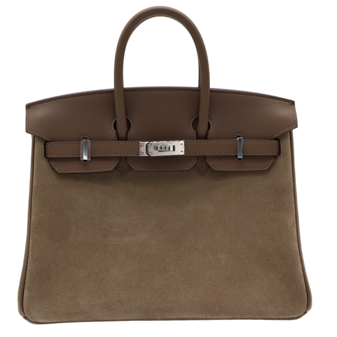 Hermes25cm Birkin Grizzly Etoupe/ Gris Caillou Palladium Hardware