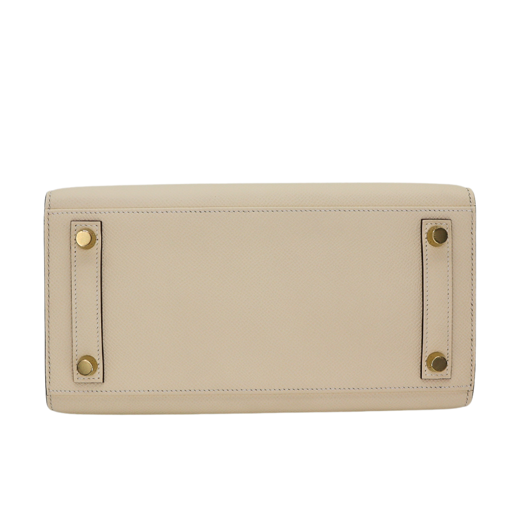 Hermes25cm Birkin Sellier Nata Epsom Leather Gold Hardware