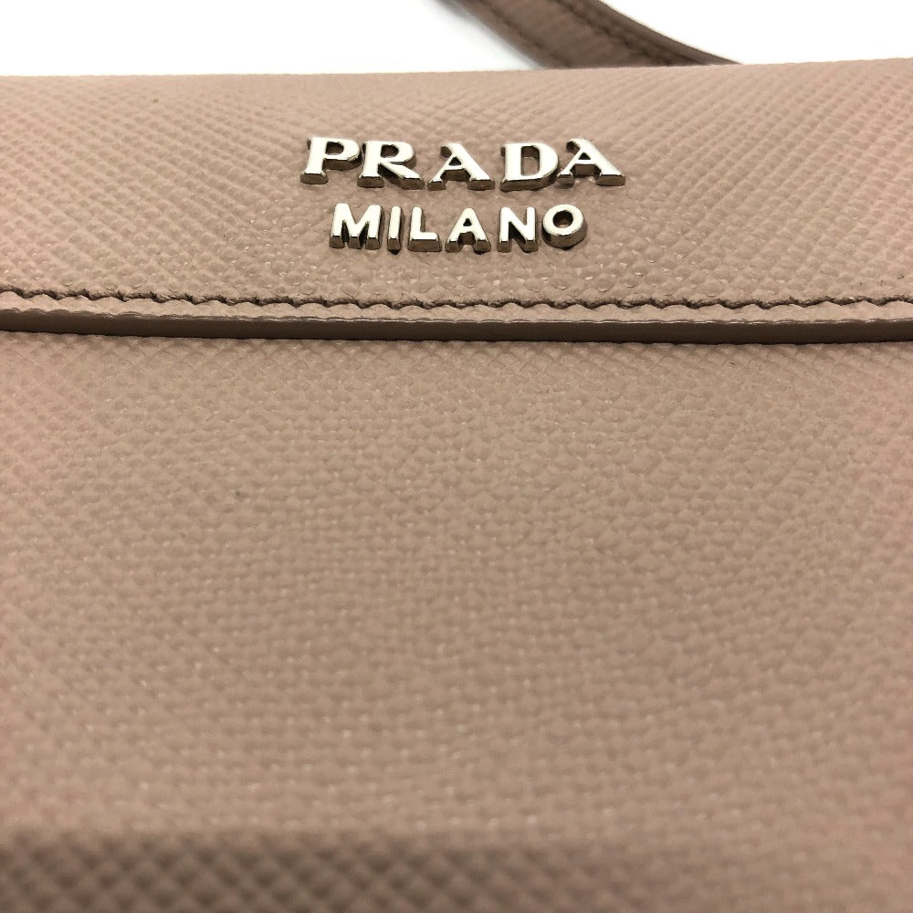 PRADA Shoulder Bag Safiano leather beige logo/shoulder ChainShoulder