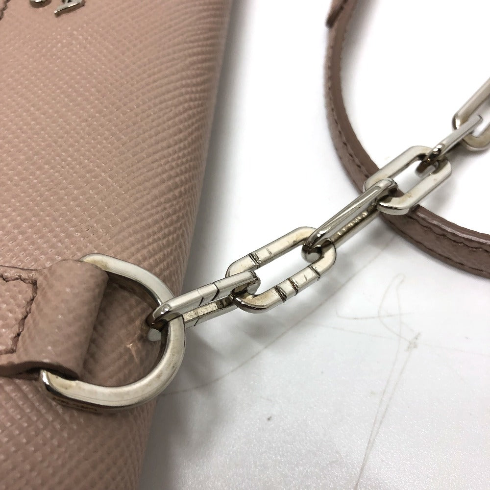 PRADA Shoulder Bag Safiano leather beige logo/shoulder ChainShoulder