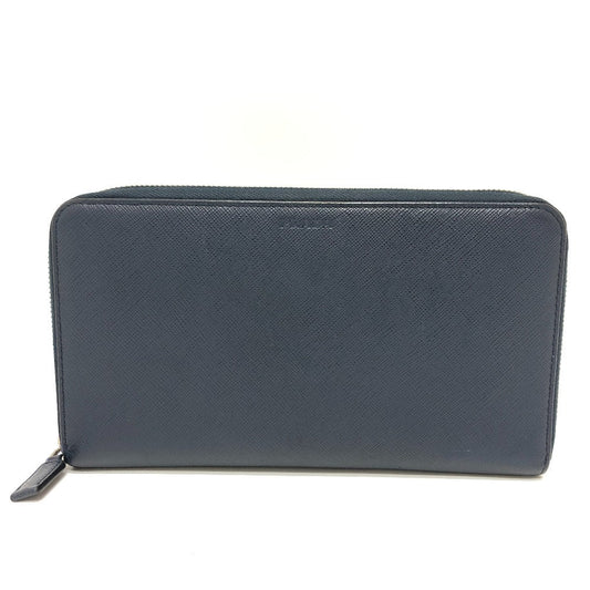 PRADA Long Wallet Purse 2ML188 Safiano leather blue logo unisex(Unisex)
