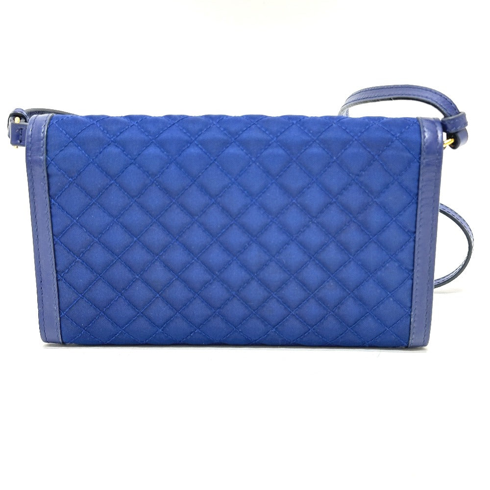 PRADA Shoulder Bag Nylon blue logo quilting