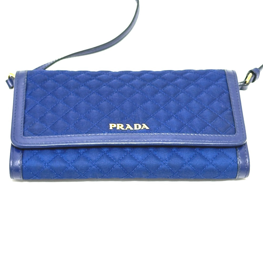 PRADA Shoulder Bag Nylon blue logo quilting