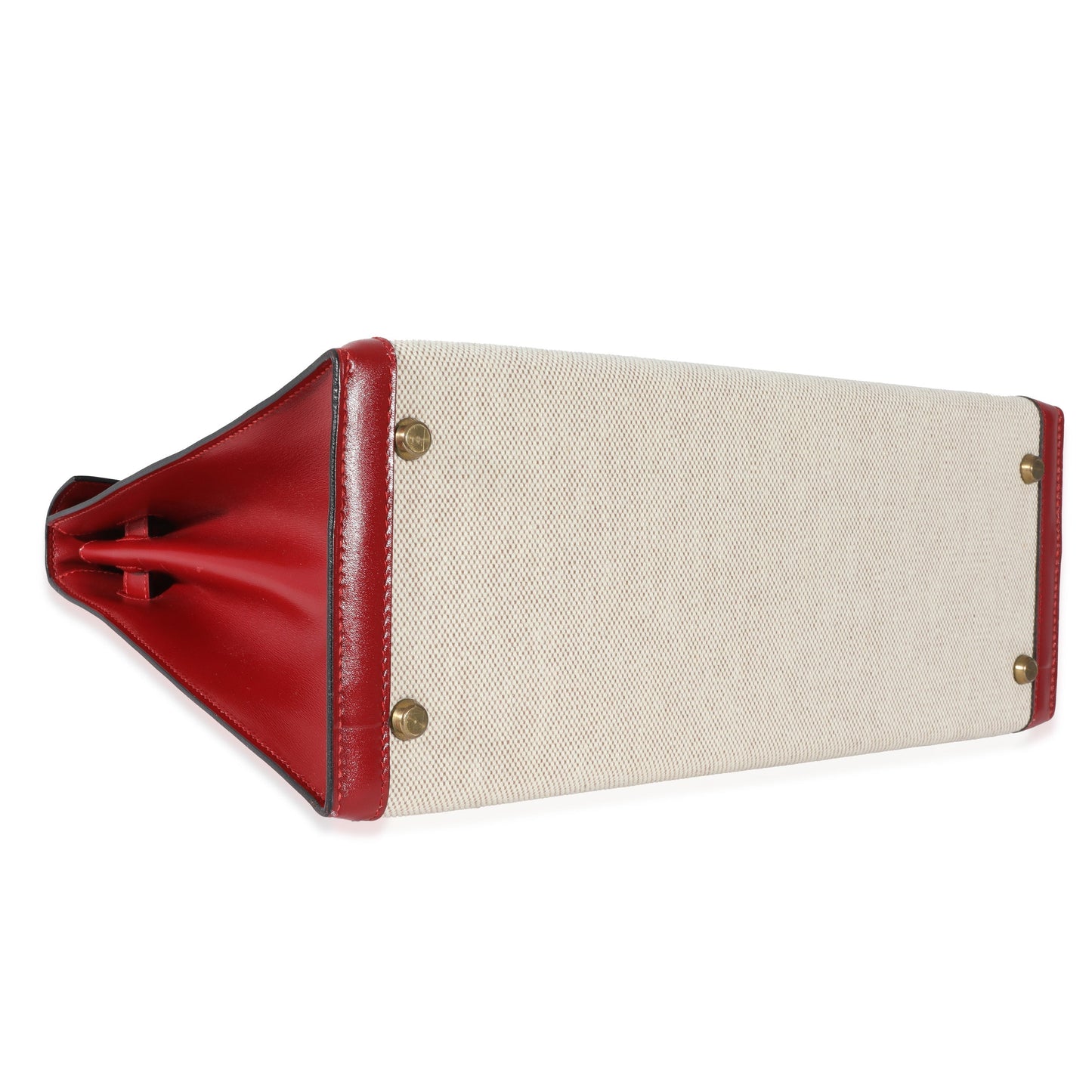 Hermes Kelly 32  Rouge Box Natural Toile Sellier