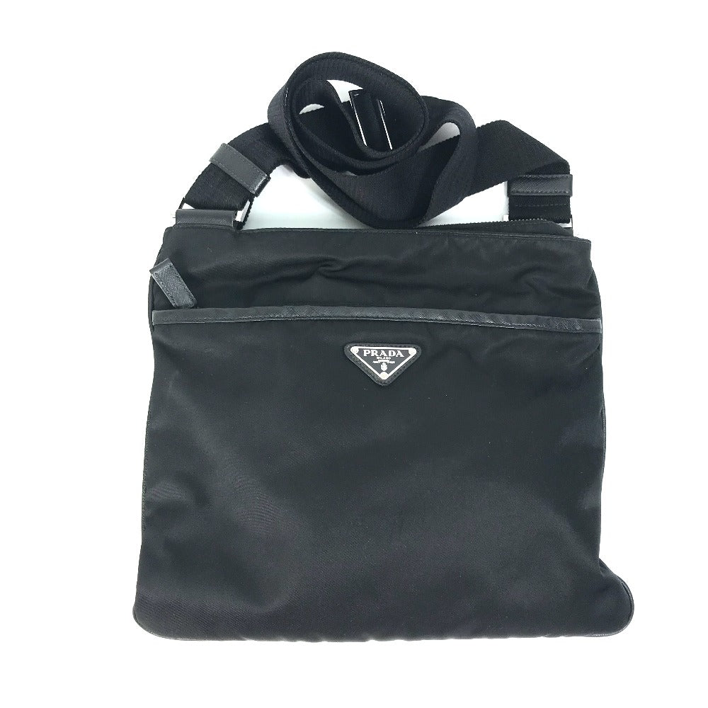PRADA Shoulder Bag Nylon / leather black Bag Triangle logo mens