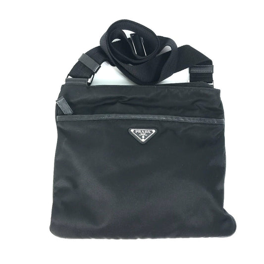 PRADA Shoulder Bag Nylon / leather black Bag Triangle logo mens