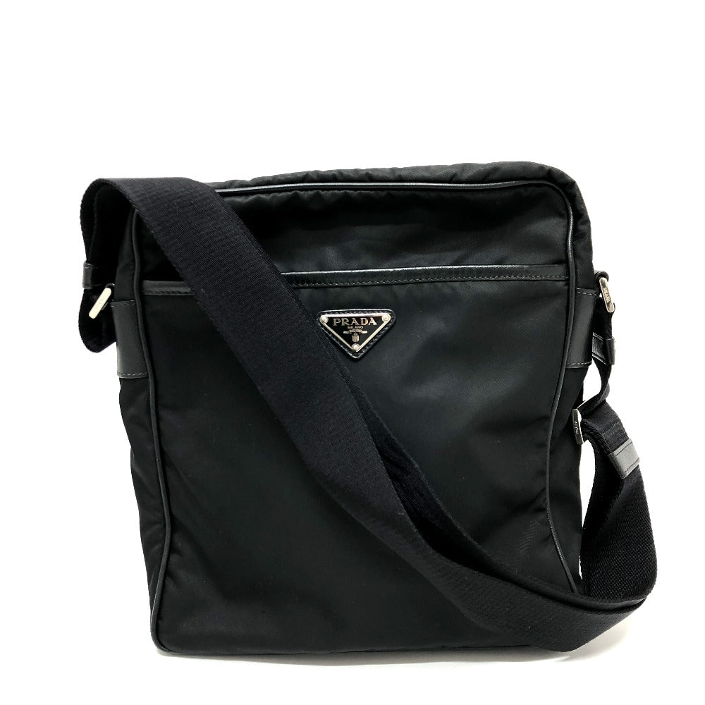 PRADA Shoulder Bag Nylon black Renylon Triangle Logo Women