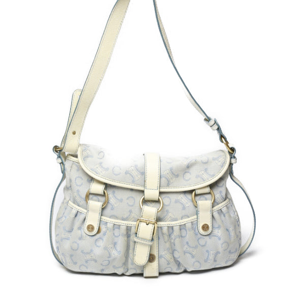 CELINE Shoulder Bag Canvas, Leather light blue Diagonal Women Secondhand