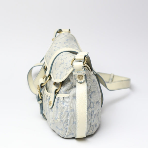 CELINE Shoulder Bag Canvas, Leather light blue Diagonal Women Secondhand