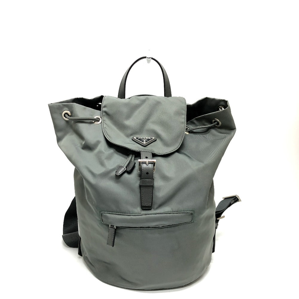 PRADA Backpack leather gray Triangle logo Women