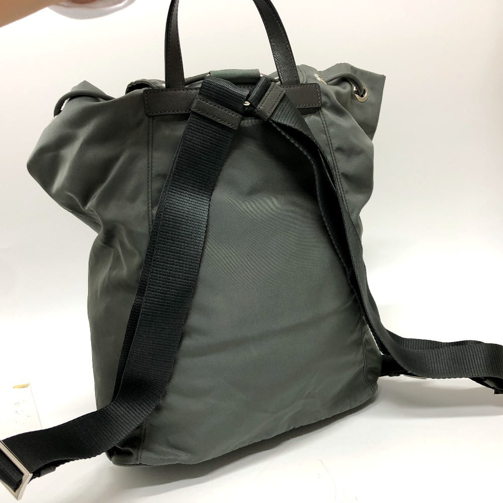 PRADA Backpack leather gray Triangle logo Women