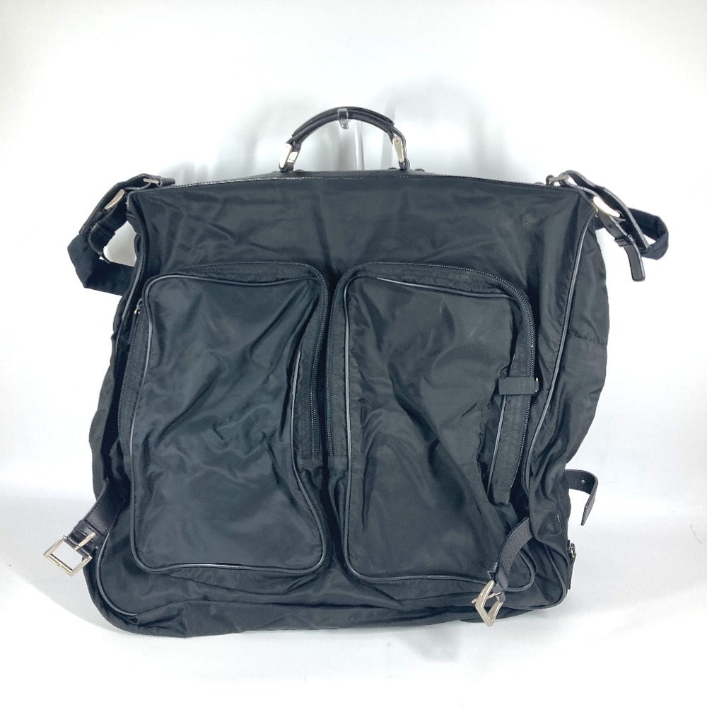 PRADA Boston Duffel bag Nylon black Triangle logo plate unisex(Unisex)