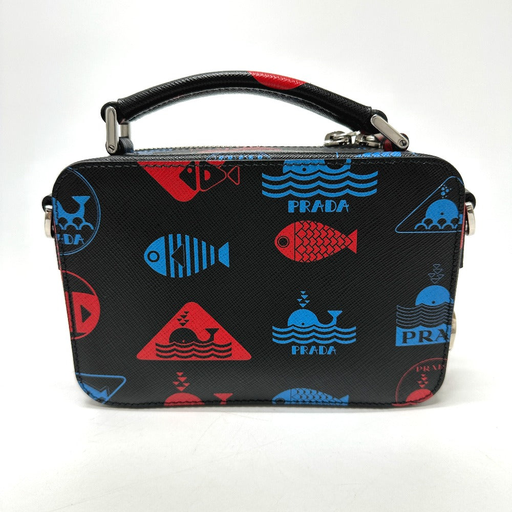 PRADA Shoulder Bag Safiano leather black whale whale mens