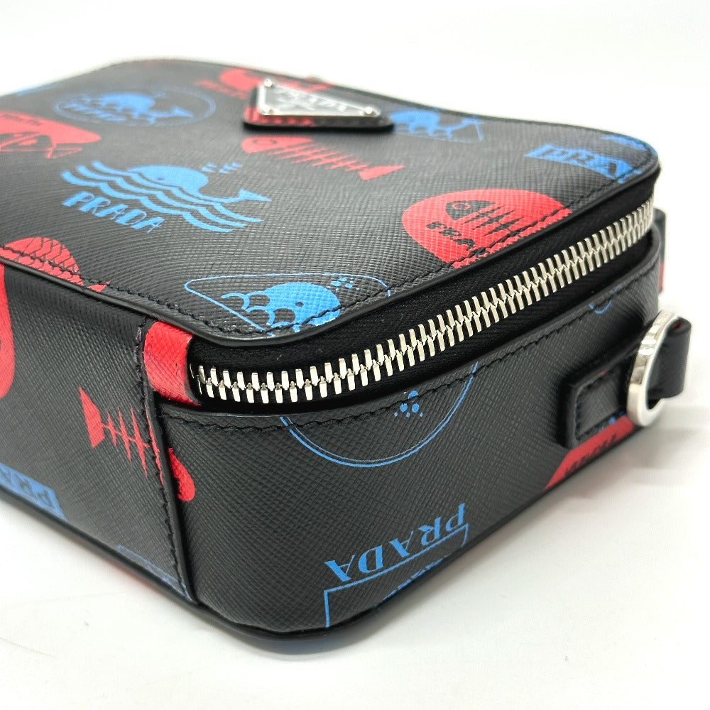 PRADA Shoulder Bag Safiano leather black whale whale mens