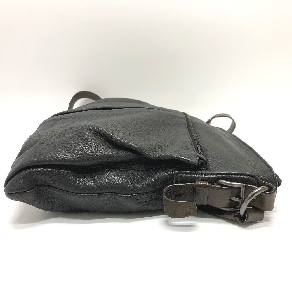 PRADA Shoulder Bag leather black Front pocket Women