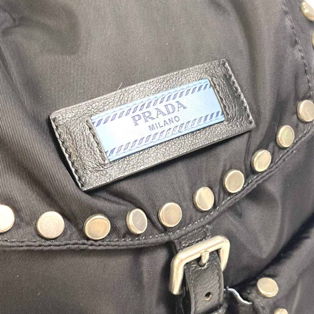 PRADA Backpack Nylon black logo Studs mens
