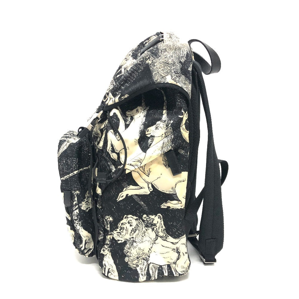 PRADA Backpack Nylon black Animal total pattern