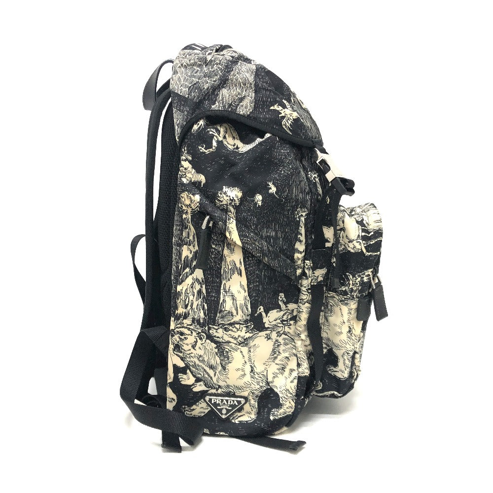 PRADA Backpack Nylon black Animal total pattern